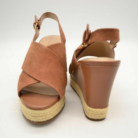 H by Halston Tan Suede Wedge Sandals - Picture 3 of 7